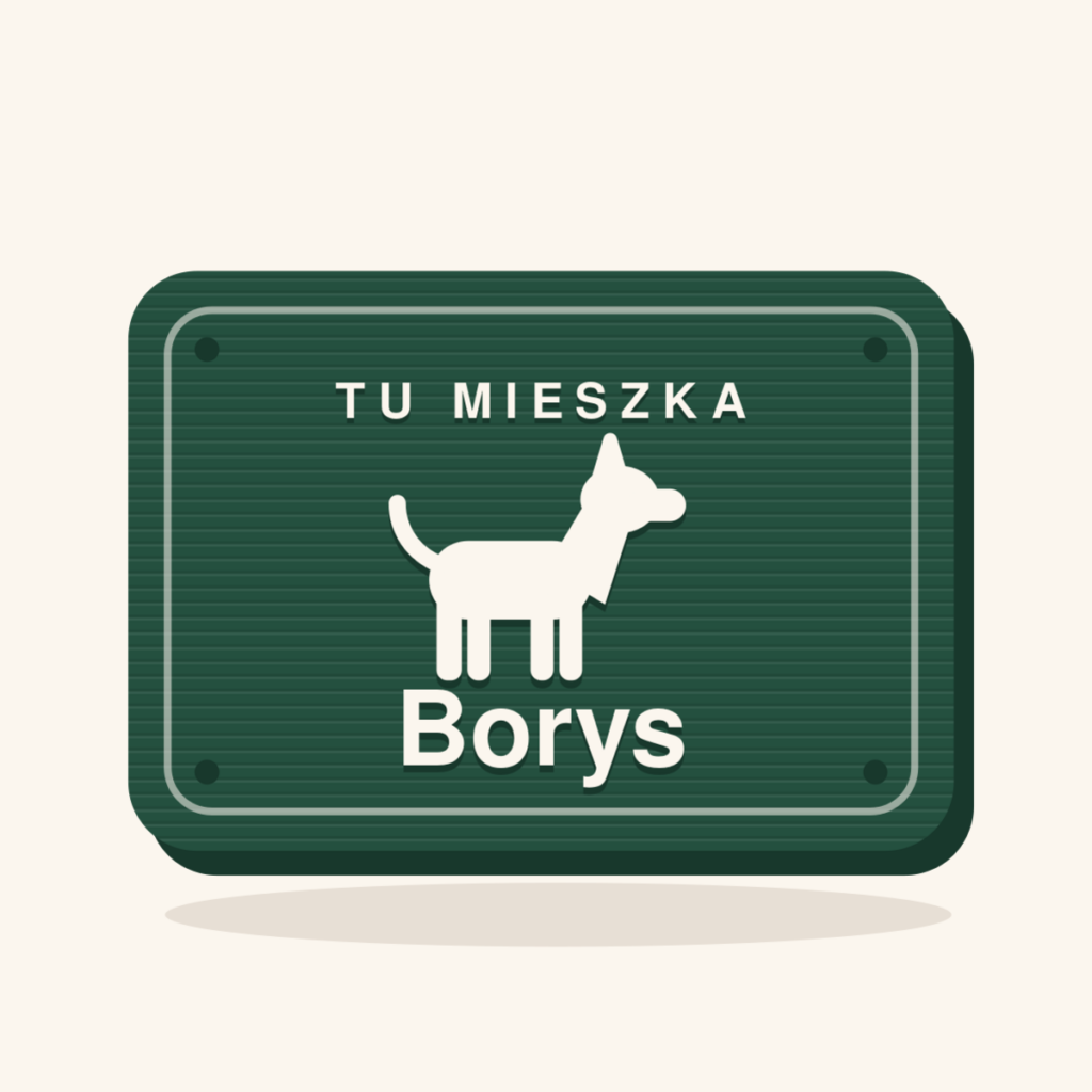 Tabliczka „Tu mieszka…” z sylwetką rasy